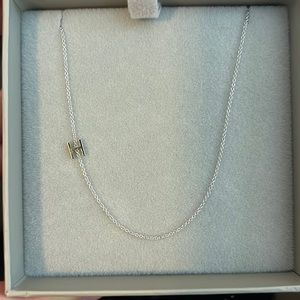 Maya Brenner “H” necklace. 20” long. White gold.